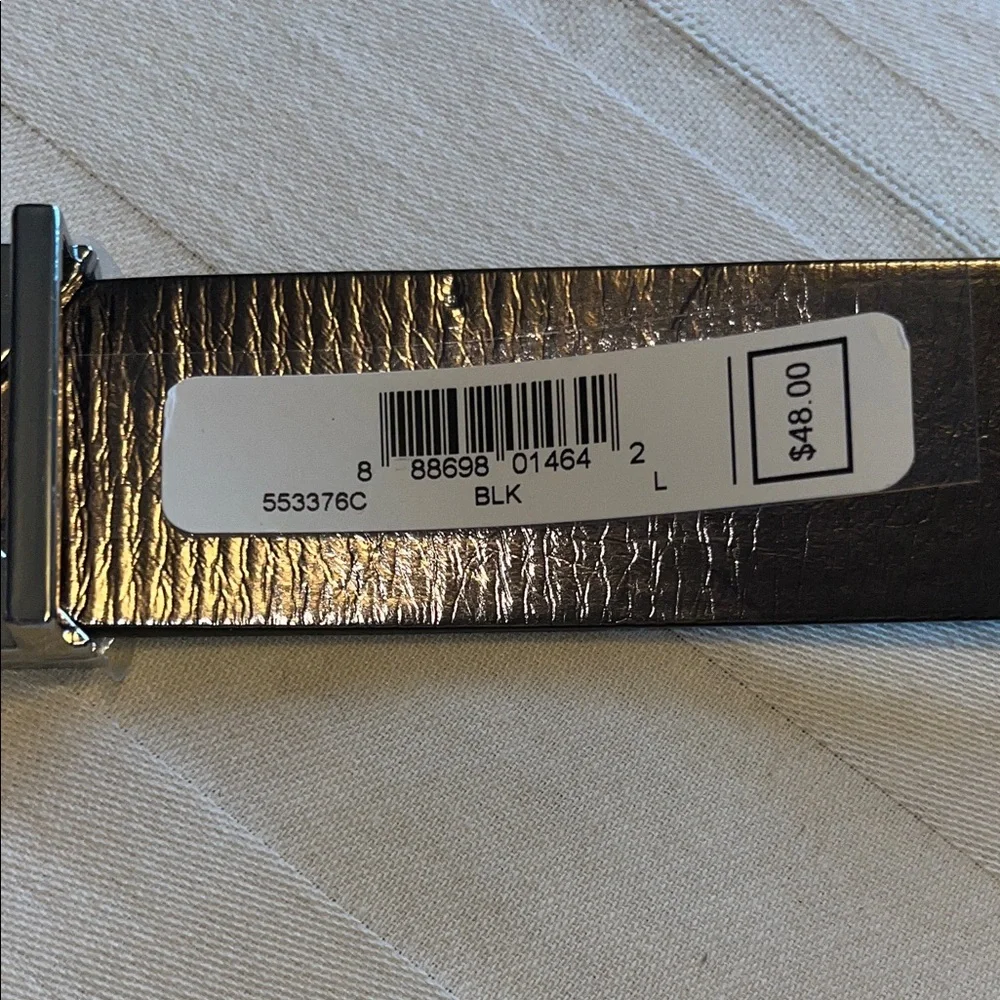 NWT Michael Kors MK Woman’s Black Belt with MK Silver Buckle Size L